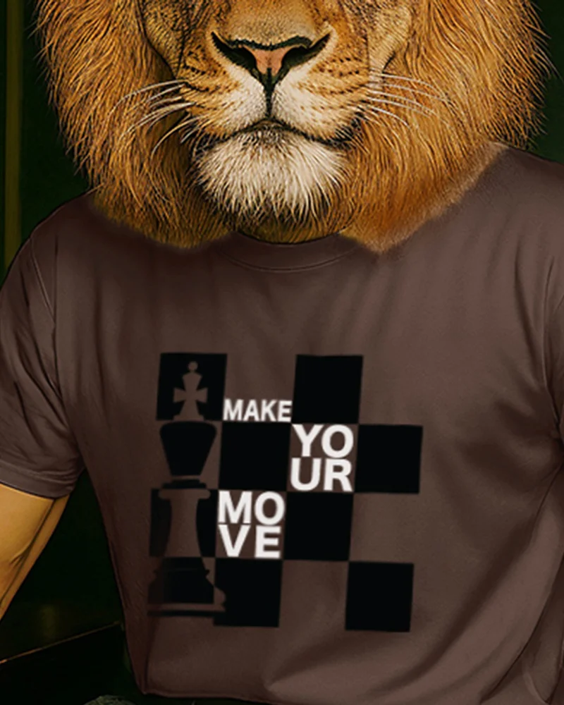 بيواكوف Men's Coffee Brown Make Your Move Graphic Printed T-shirt